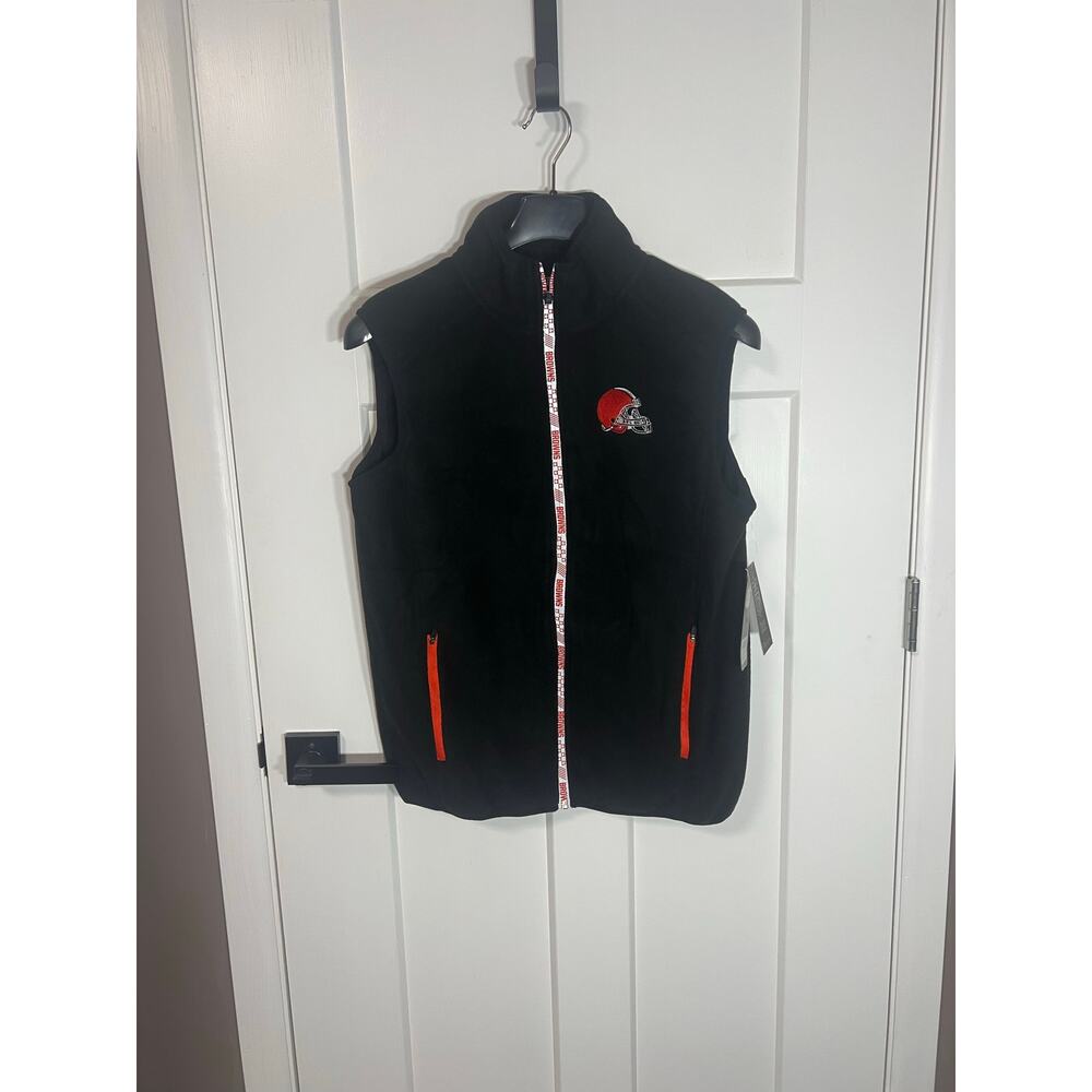 NEW Cleveland Browns Full-Zip‎ Fleece Vest Black NFL Collection NWT Men Medium - Picture 7 of 8